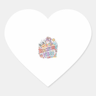 Unicorn Beachicorn Vibes Whimsical White Backgroun Heart Sticker