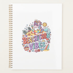 Unicorn Beachicorn Vibes Whimsical White Backgroun Planner