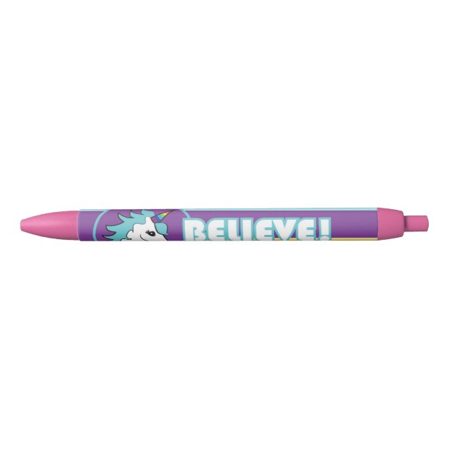 Unicorn "BELIEVE!" Black Ink Pen (Front)