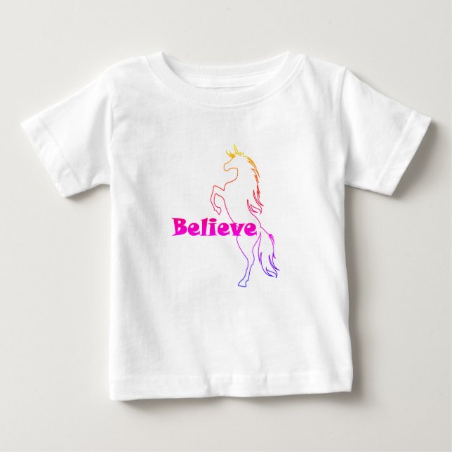 Unicorn Believe Design - Baby Fine Jersey T-Shirt (Front)