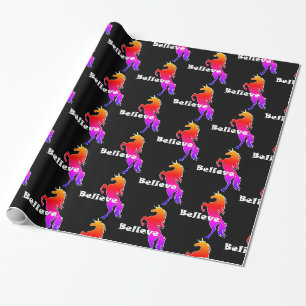 Unicorn Believe Designg -Glossy Wrapping Paper, 30 Paper
