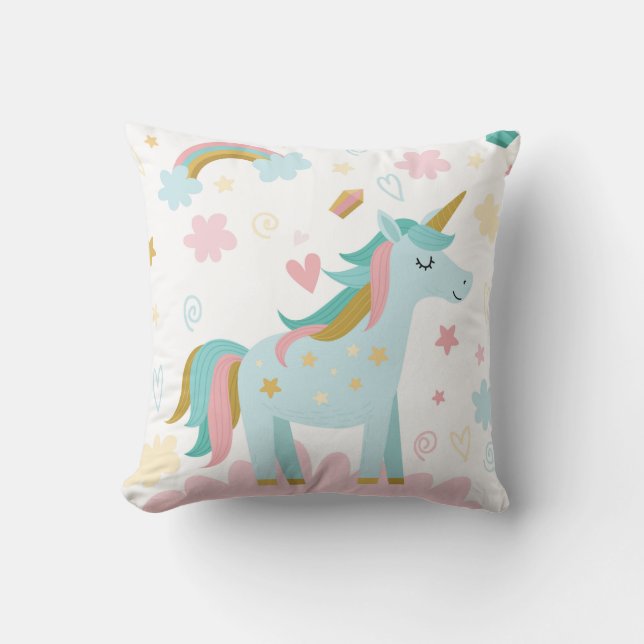 Unicorn Believe in Magic Playroom Pillow (Front)