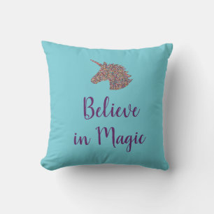 Unicorn Believe in Magic Rainbow Sprinkles Cushion