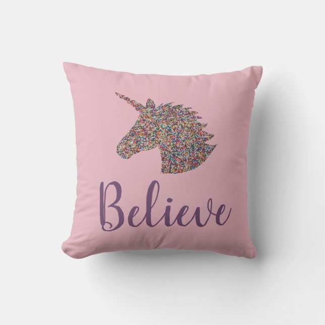 Unicorn Believe Rainbow Sprinkles Cushion (Front)