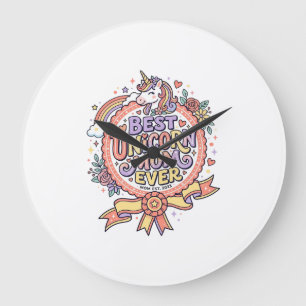 Unicorn Best Unicorn Mum Ever Whimsical Zazzle Des Large Clock