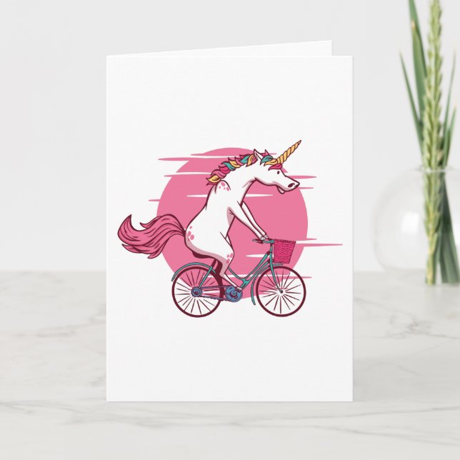 Unicorn Bicycle blank inside all occasions Holiday Card (Front)