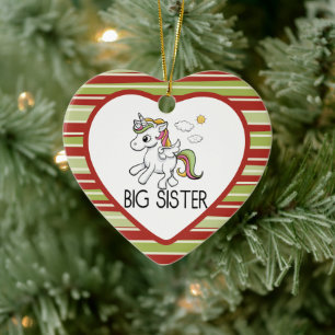 Unicorn Big Sister Cute Christmas Ceramic Ornament