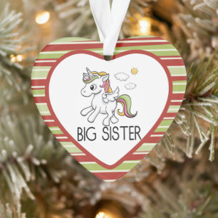 Unicorn Big Sister Cute Christmas Ornament