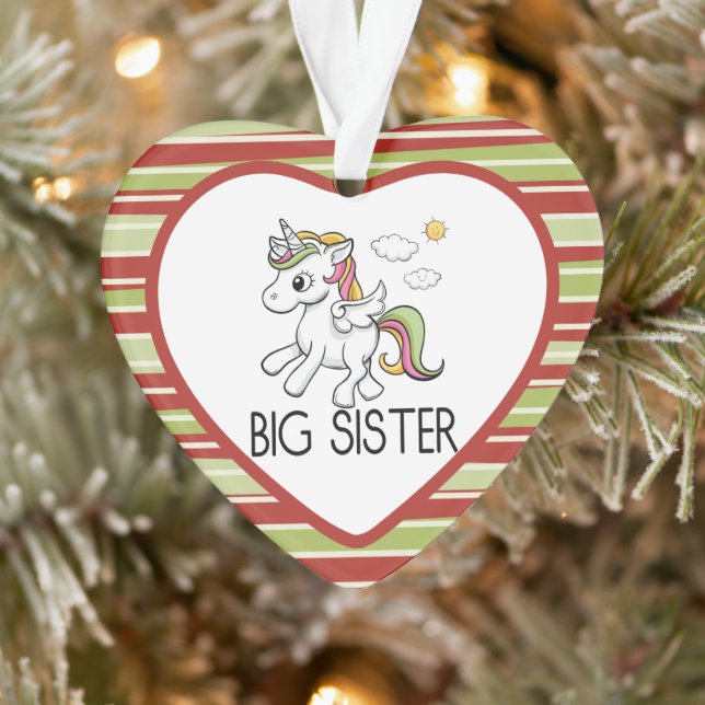 Unicorn Big Sister Cute Christmas Ornament (Tree)