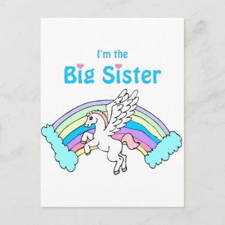 unicorn big sister postcard