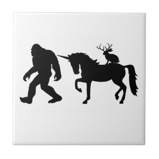 Unicorn, Bigfoot, Jackalope Ceramic Tile