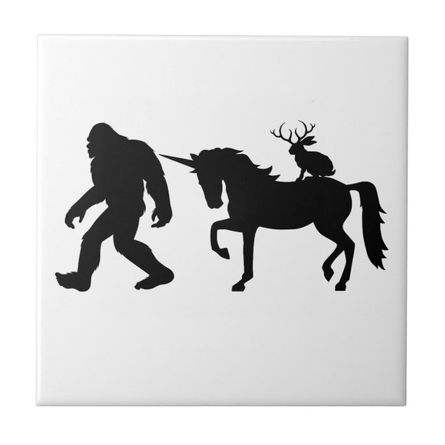 Unicorn, Bigfoot, Jackalope Ceramic Tile (Front)