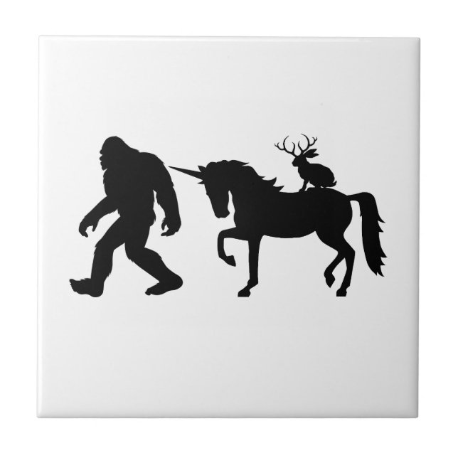 Unicorn, Bigfoot, Jackalope Ceramic Tile (Front)