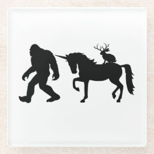 Unicorn, Bigfoot, Jackalope Glass Coaster