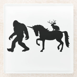Unicorn, Bigfoot, Jackalope Glass Coaster