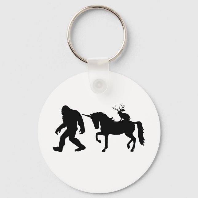 Unicorn, Bigfoot, Jackalope Key Ring (Front)
