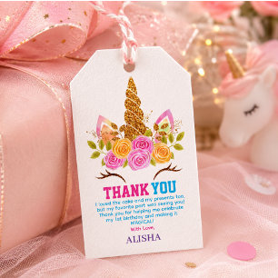 Unicorn Birthday 1st Birthday Party Gift Tags