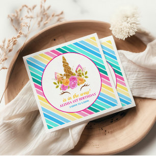 Unicorn Birthday 1st Birthday Party Napkin