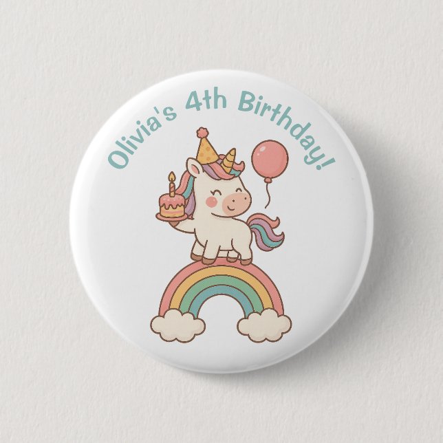 Unicorn Birthday 6 Cm Round Badge (Front)