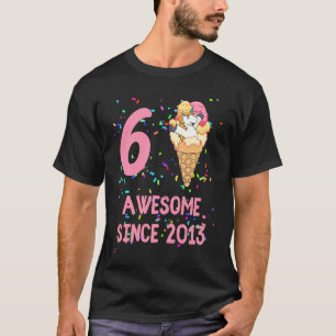 Unicorn Birthday 6 Ice cream Girls T-Shirt