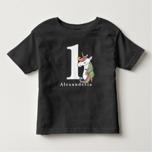 Unicorn Birthday Age and Name,1 year old, kids Toddler T-Shirt