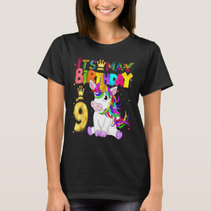 Unicorn Birthday Boy Party Animal 9th Birthday Uni T-Shirt