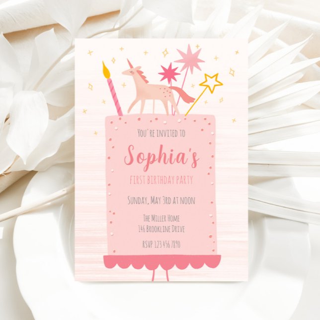 Unicorn Birthday Cake Invitation (Creator Uploaded)
