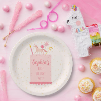 Unicorn Birthday Cake Paper Plate