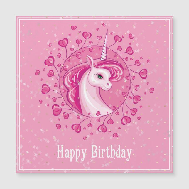 Unicorn birthday card for girl (Front)