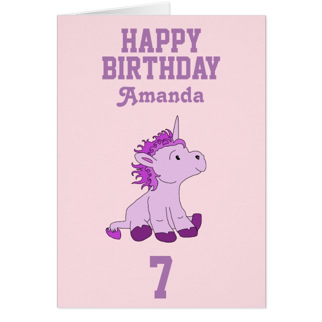 Unicorn Birthday Card for Kids - Personalise it (Front)