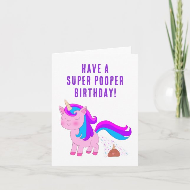 Unicorn Birthday Card - Super Pooper  (Front)