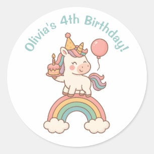 Unicorn Birthday Classic Round Sticker