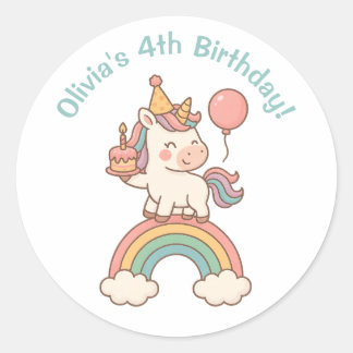 Unicorn Birthday Classic Round Sticker