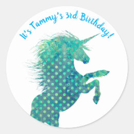 Unicorn, Birthday Classic Round Sticker