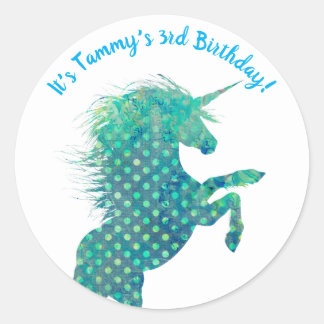 Unicorn, Birthday Classic Round Sticker