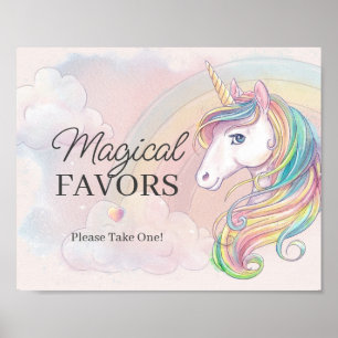 Unicorn birthday favors sign