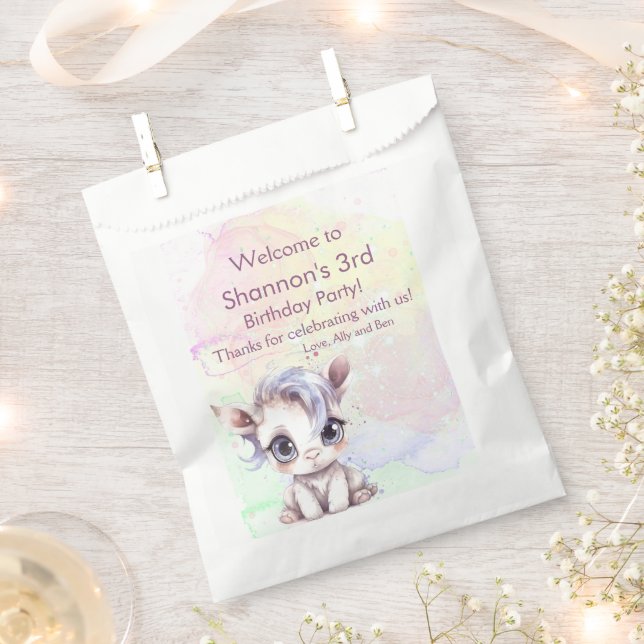 Unicorn Birthday Favour Bag (Clipped)