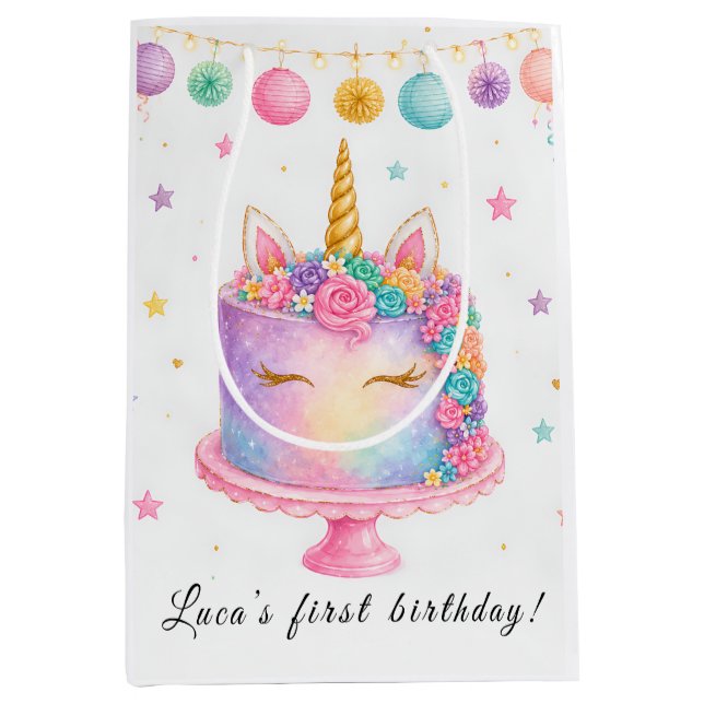 Unicorn Birthday Gift Bag (Front)