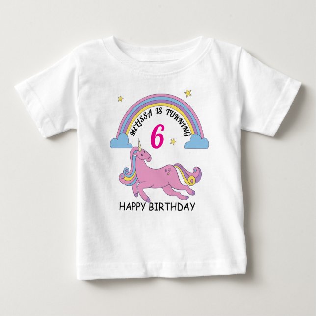 Unicorn Birthday Girl Custom Toddler T-Shirt (Front)