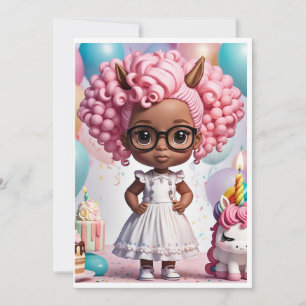 Unicorn birthday girl invitation