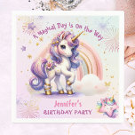 Unicorn Birthday Girl Purple Gold Rainbow Paper Napkin<br><div class="desc">Add a dash of rainbow magic to your child's birthday celebration with our 'Unicorn 1st Birthday Girl Purple Gold Rainbow Paper Napkins!" Shop now and let the party begin!</div>