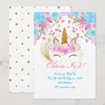 UNICORN BIRTHDAY GOLD PINK PURPLE