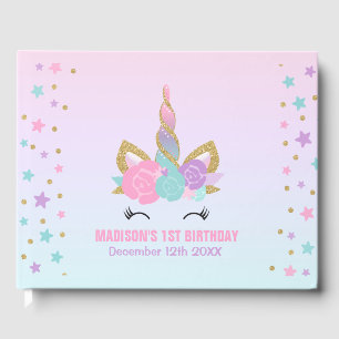 Unicorn Birthday Guest Book 1st Birthday Book