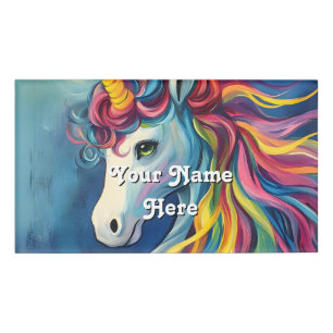 unicorn birthday host name tag