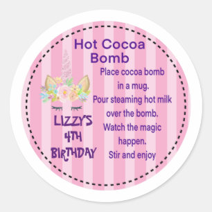 UNICORN BIRTHDAY Hot cocoa bomb sticker