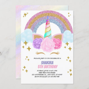 Unicorn Birthday  Invitation