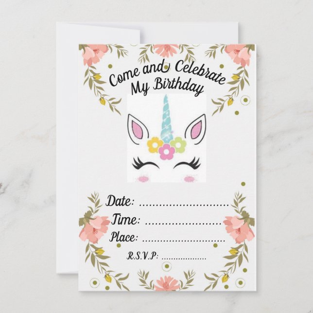 Unicorn Birthday Invitation (Front)