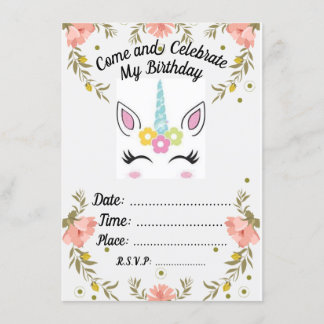 Unicorn Birthday Invitation