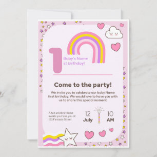 unicorn Birthday Invitation 