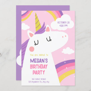 Unicorn birthday invitation